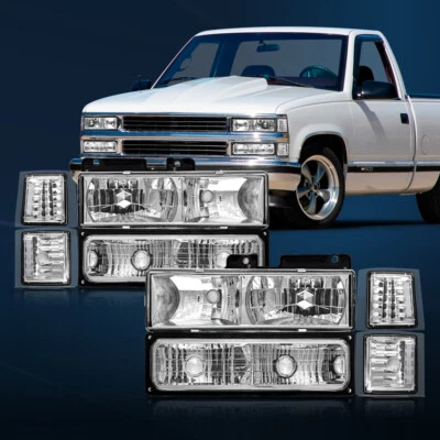 Headlights for 1994-1998 Chevy Silverado C/K C10 Tahoe Suburban Bumper Lights Foto 1 de 4