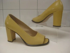 ZAPATOS HOBBS AMARILLOS Punta Abierta 39 UK 6 Tacones Alto Bloque Cuero MARILYN ANSELM - Imagen 1 de 20