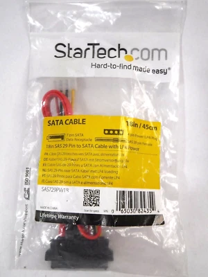 StarTech.com SAS729PW18 S18in SAS 29 Pin to SATA Cable with LP4 Power (NEW) - Image 1 of 4
