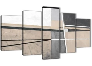 Tela astratta per sala da pranzo quadro grigio panna beige 5 pezzi - 5394 - 160 cm - Foto 1 di 5