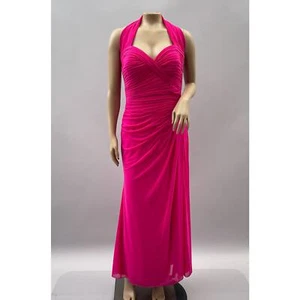 La Femme Dress Women 10 Deep Pink Formal Gown Long Maxi Ruched Pleated NWT - Picture 1 of 11