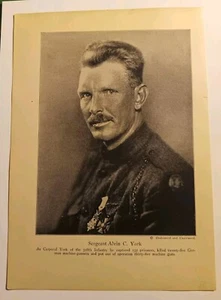 Vtg 1920 WWI ART PRINT of WWI HERO Sgt. Alvin C. York, 328th Inf.  - Picture 1 of 1