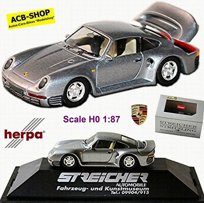 Porsche 959 Coupè 1987-88 Stringhe Automobile Grigio Metallizzato 1:87 Herpa - Immagine 1 di 4