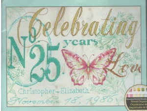 NEU Dimensions Celebrating 25th Year Anniversary Record Count Cross Stitch Kit - Bild 1 von 6