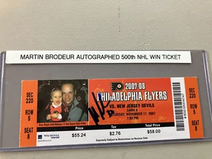 Martin Brodeur Autographed 500th NHL Win Ticket - Picture 1 of 1