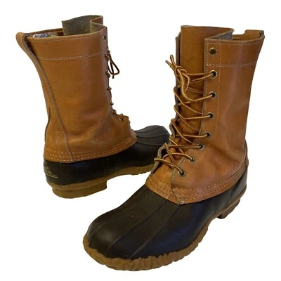 Botas de Pato LL BEAN De Colección Para Hombre Cuero Marrón Maine Zapatos de Caza EE. UU. 8 M Foto 1 de 4