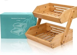 2 Tier Bamboo Fruit  Tray  - Picture 1 of 2