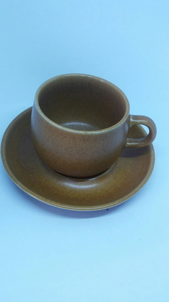 DENBY RAMS HEAD BROWN CUP AND SAUCER - Image 1 of 3