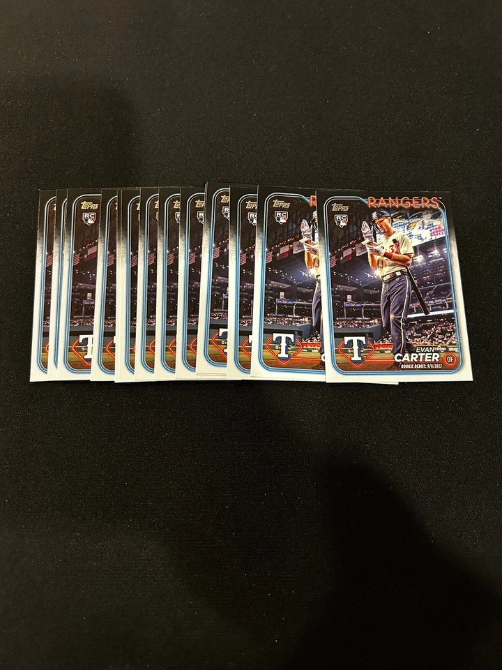 (13) Evan Carter 2024 TOPPS UPDATE SERIES ROOKIE DEBUT CARD #US58 RANGERS - Image 1 of 2