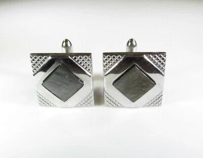 Silver Tone Cufflinks Square with Abalone by Swank - Image 1 of 4
