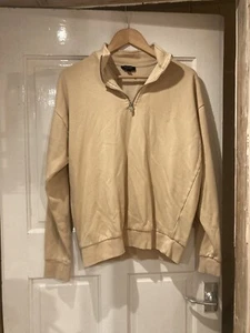 Mens Newlook Beige 3/4 Zip Jumper - Picture 1 of 4