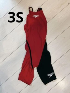 Used Speedo Women's Swimsuits Fastskin Pro III 3S size Red Black No Box - Picture 1 of 7