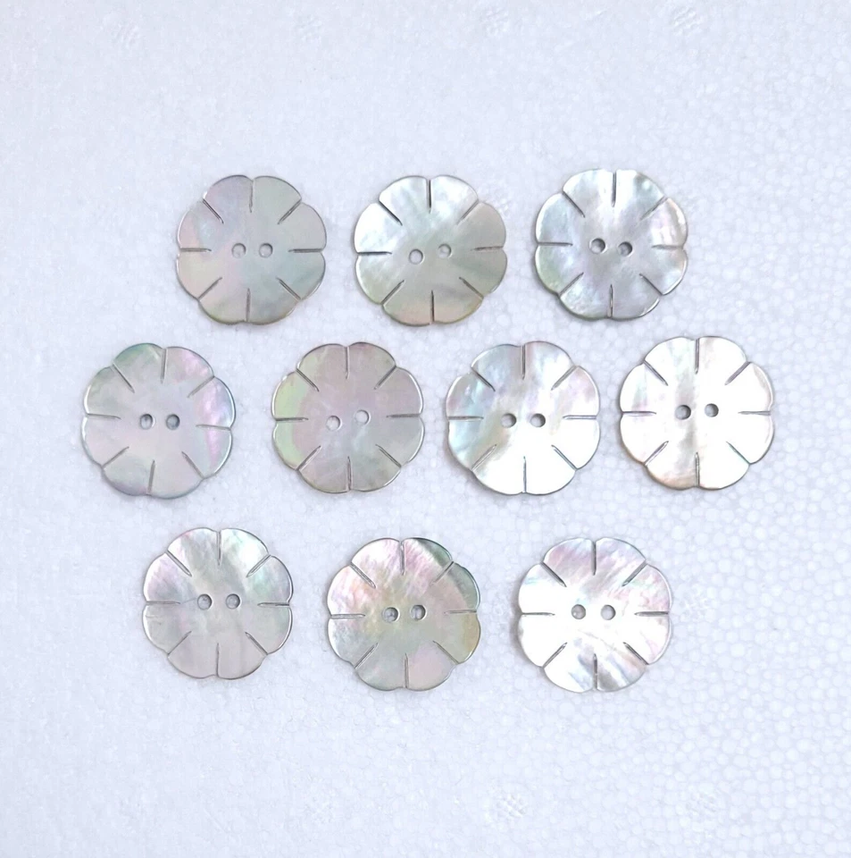 Mother of Pearl Flower Buttons 22mm 24mm MOP 2 Hole Akoya Shell Sewing Art Craft - Image 1 of 4