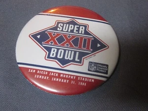 Vintage 1988 SUPER BOWL 22 XXII Washington REDSKINS vs BRONCOS PINBACK Button - Picture 1 of 3