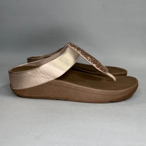 FitFlop Sparklie Crystal Damen-Sandalen Größe 8 roségoldfarbenes Leder Zehensteg - Bild 1 von 11