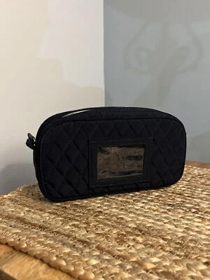Vera Bradley Small Cosmetic Make Up Bag Solid Navy Blue Quilted 9x5x2" Zippered - Image 1 of 4