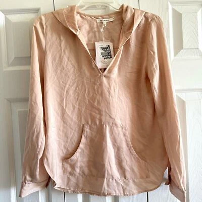 ¡NUEVO CON ETIQUETAS! Sudadera de seda con capucha Avec Les Filles, talla S, rosa nude Foto 1 de 4