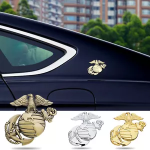 2 X 3D Metal US Marines Badge Decal Sticker Vehicle Fender Side Rear Emblem Deco - Foto 1 di 10