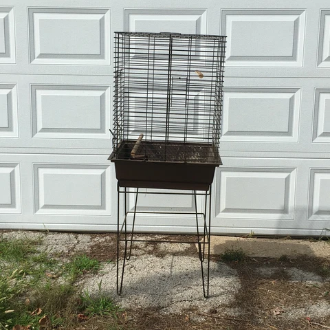 VINTAGE RECTANGULAR BIRD CAGE - TWO PIECE (STAND AND CAGE) Cover