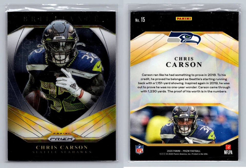 2020 Panini Prizm #15 Chris Carson Brilliance - Image 1 of 1