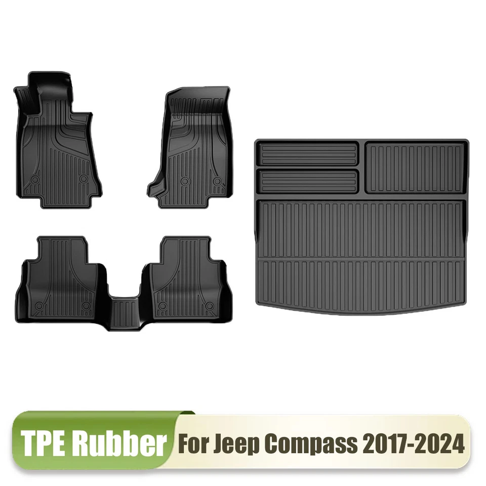 Car Floor Mats Cargo Liner Rear Trunk Mat All Weather for 2017-2024 Jeep Compass - Изображение 1 из 4