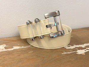 Cinturón ESCADA Crema Beige Cuero Lucite y Cromo Cintura Alta talla 34 *¡Tan Lindo! - Imagen 1 de 8
