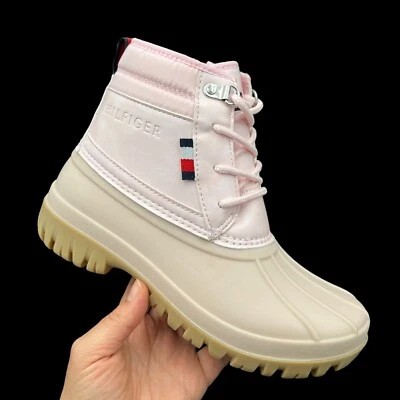 Tommy Hilfiger Youth Girls Winter Duck Boot Size 5 Light Pink Lined Cozy &Warm - Image 1 of 4