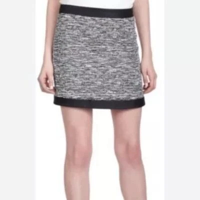 Rag & Bone Womens Preppy Academia Office Siren Leather Trim Tweed Mini Skirt 4 - Image 1 of 4