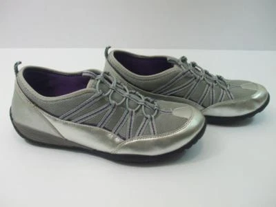 Croft & Barrow Mujer 10 M Dana Zapatos Cuero Plateado Elástico Sin Cordones Tenis Foto 1 de 4