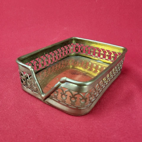 Vintage Gold Color Brass Metal Basket Card/Note Holder - Made in India Cover