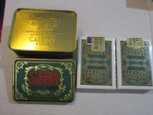 GOLDEN NUGGET LAS VEGAS VINTAGE PLAYING CARDS 2 DECKS & TIN CASINO RESEALED RARE - Picture 1 of 22