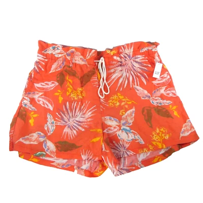 New GAP Women's Orange SZ 2XL Floral Linen Blend Casual Beach Shorts 40w - Image 1 of 4