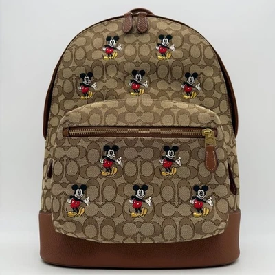 Mochila de cuero Coach Disney Mickey Signature Jacquard A4 unisex usada Foto 1 de 4