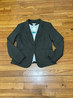 Chaqueta Blazer H&M Mujer Talla Mediana Verde Elastizada Rayón 1 Botón Carrera Nueva con Etiquetas $35 Foto 1 de 4