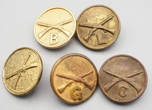 WWI Era 1920s Army Infantry B, C, G & L Company Enlisted Collar Discs Lot Of 5 - Picture 1 of 2