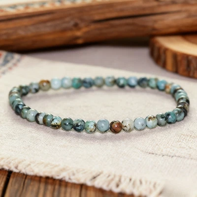 Pulsera de cristal de protección curativa turquesa africana natural de 4 mm Foto 1 de 3