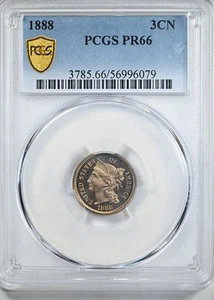 1888 Proof Three Cent Nickel Piece 3CN PCGS PR66 - Picture 1 of 6