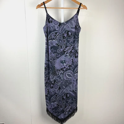 Wanted Clothing Co Y2K 懒人连衣裙 L 黑色紫色佩斯利条纹女巫仙女 — 第 1/4 张图片