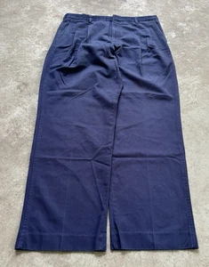 VTG 90s Men’s Baggy Pleated Navy Blue Chino Pants 34x32 Made In USA 9” Leg - Picture 1 of 19