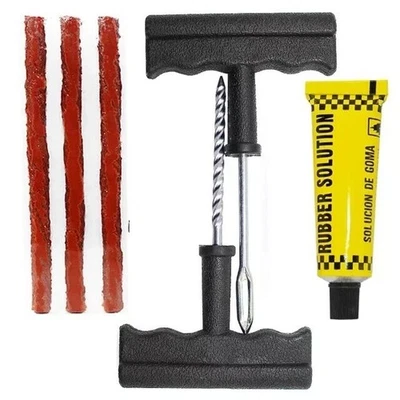 MOTORCYCLE CAR VAN TUBELESS TYRE PUNCTURE REPAIR KIT TIRE TOOL PLUG - Image 1 of 4