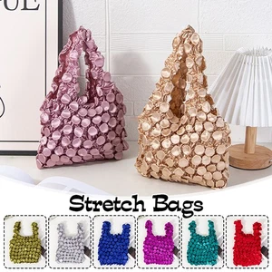 Bolso de mano elástico de burbujas para mujer Bolso de mano plegable plisado - Imagen 1 de 24