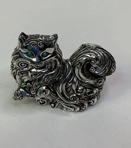 RAR Franklin Mint Kuriositätenschrank Jugendstil Metall Katze grüne Augen Figur schwer - Bild 1 von 6