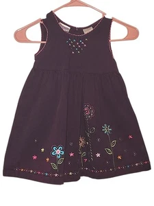 BLUEBERI Boulevard Girls Size 5 Burgundy Floral Embroidery Dress Jumper - Picture 1 of 4