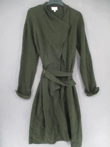 Witchery Coat Womens Small Green Alpaca Blend Belted Tie Buckle Trench Wrap Knit - Picture 1 of 18