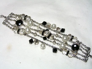 WHITE HOUSE/BLAK MARKED 4-Chains, Lucite,Glass Beads & Dangles Bracelet - Picture 1 of 9
