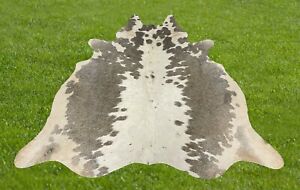 Cowhide Rugs Gray Brown Real Hair on Cow Hide Skin Leather Area Rug 5 x 5 ft