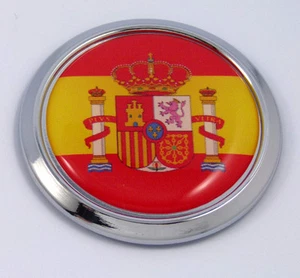 Spain Spanish Round Flag Car Chrome Decal Emblem bumper Sticker bezel badge - Imagen 1 de 1