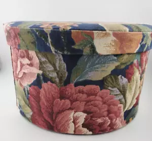 Vintage runde gesteppte Stoff Pappe Hutschachtel für Schmuck oder Nähen 3 Tabletts - Bild 1 von 11
