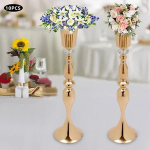 10 Pcs Trumpet Vases Metal Tall Flower Vase Wedding Centerpieces for Table Decor - Picture 1 of 13