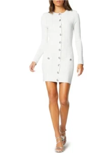 $465 Ramy Brook Lennox white long sleeve dress w/ silver buttons S - Picture 1 of 8